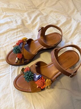 Women’s Tan Floral Embellished Wedge Sandals